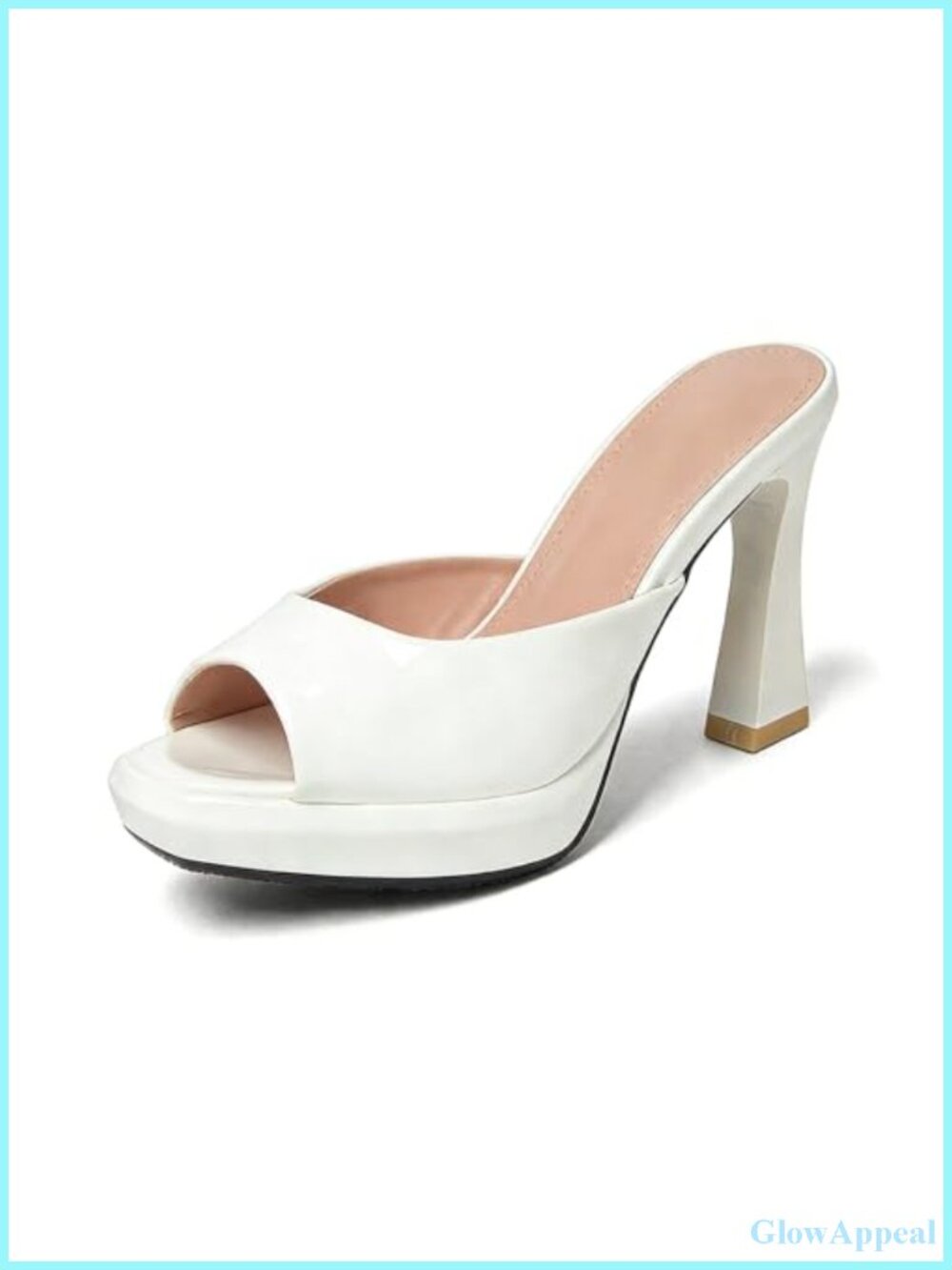 Women's Platform Block Heel Mules Square Peep Toe Slip-On Sandals